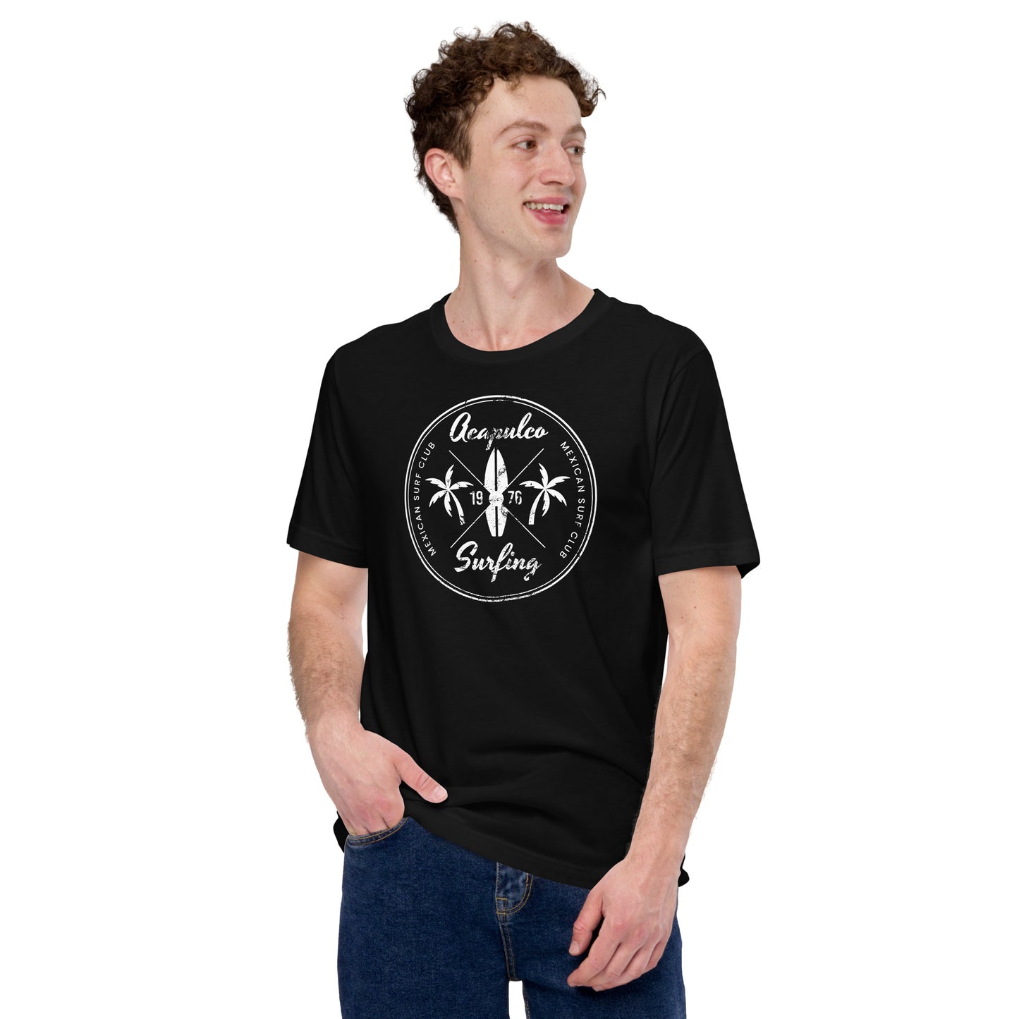Retro Acapulco Mexico Beach Vacation Souvenir Surfing Fan Unisex T-Shirt