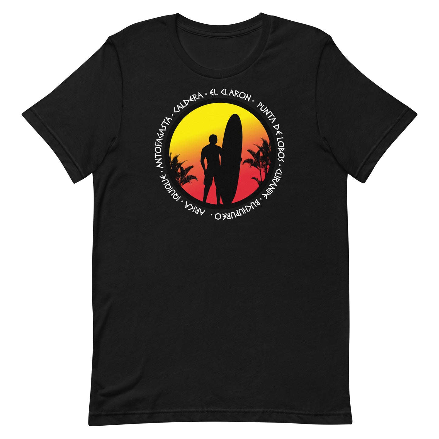 Chile Surfing Cool Sunset Palm Tree Surf Unisex T-Shirt