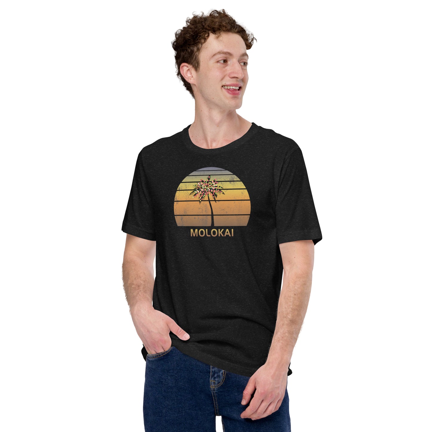 Retro Molokai Hawaii Christmas Family Vacation Souvenir Sunset Unisex T-Shirt