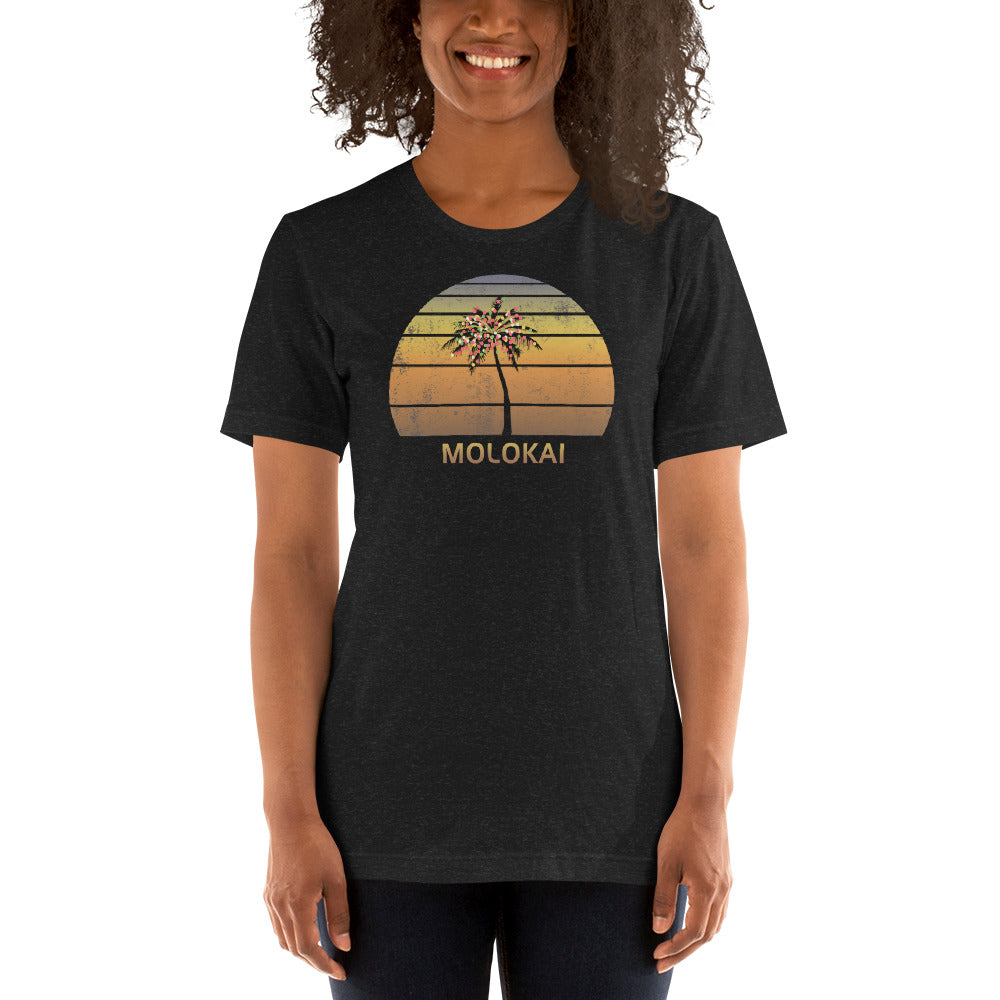 Retro Molokai Hawaii Christmas Family Vacation Souvenir Sunset Unisex T-Shirt