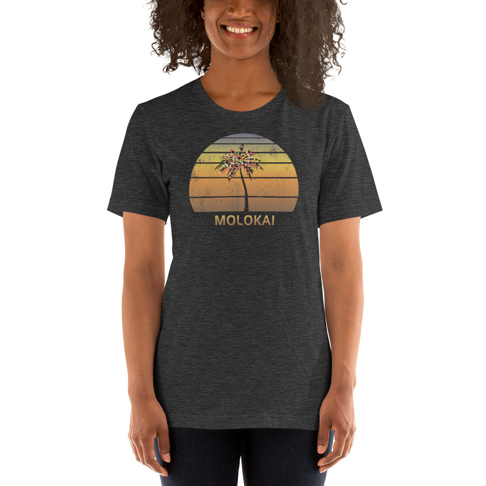 Retro Molokai Hawaii Christmas Family Vacation Souvenir Sunset Unisex T-Shirt