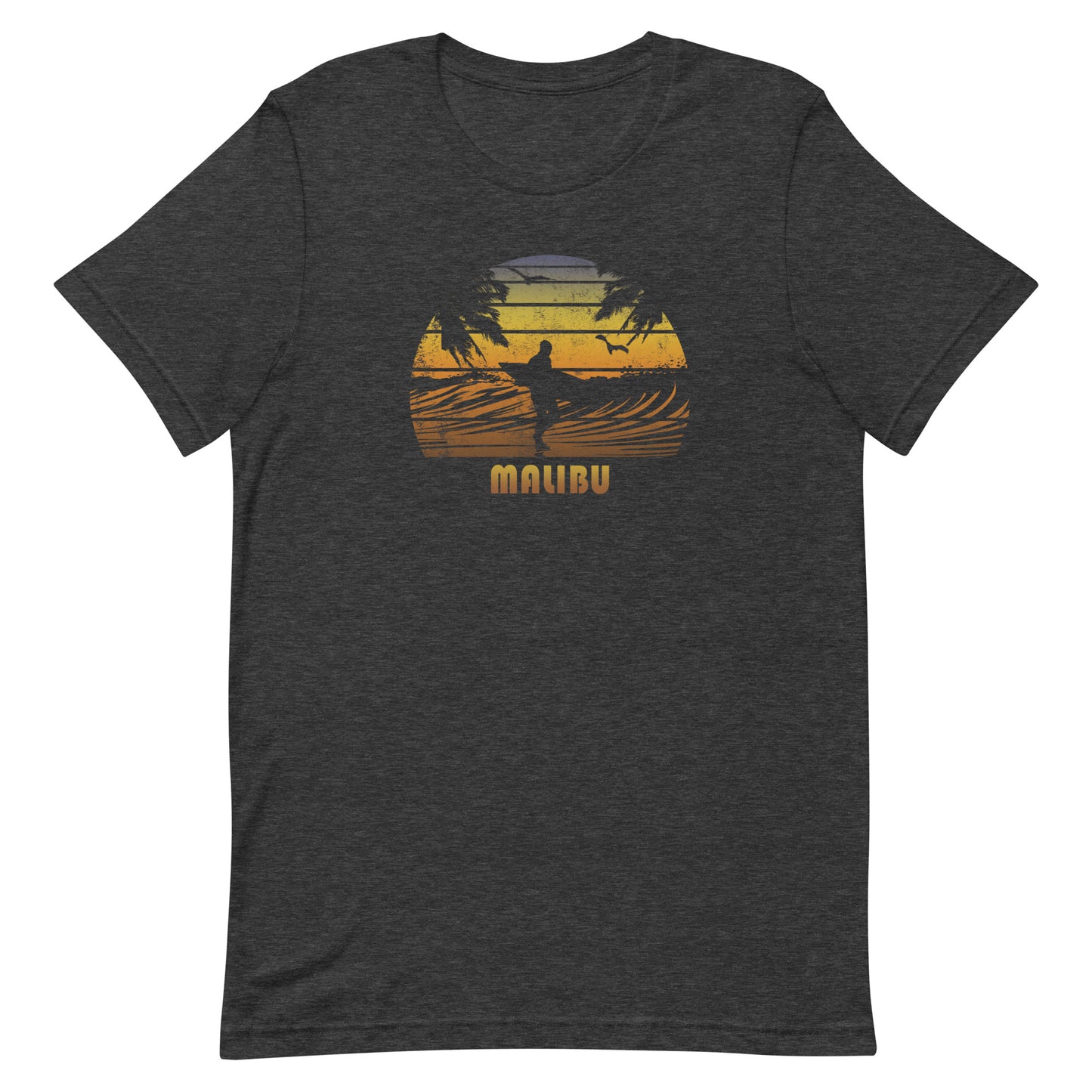 Retro Malibu California Unisex T-Shirt Surfing Fan Surfer Beach Sunset Souvenir