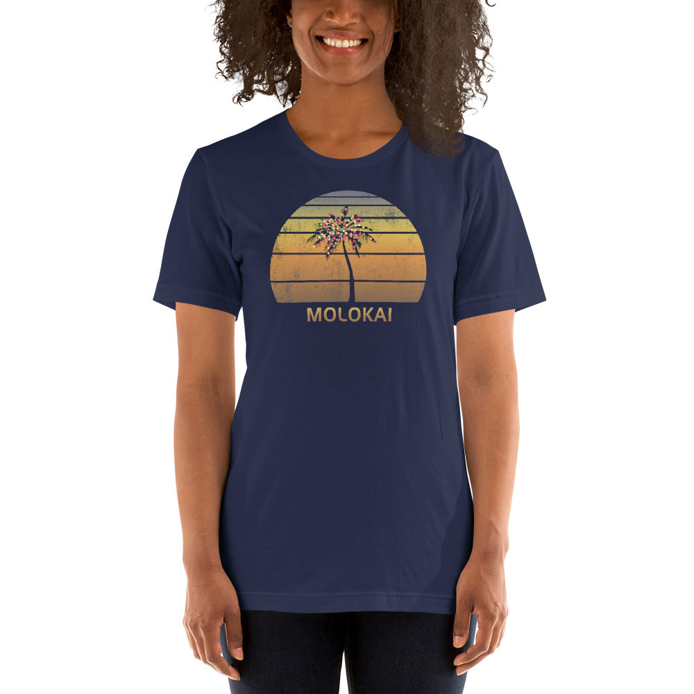 Retro Molokai Hawaii Christmas Family Vacation Souvenir Sunset Unisex T-Shirt