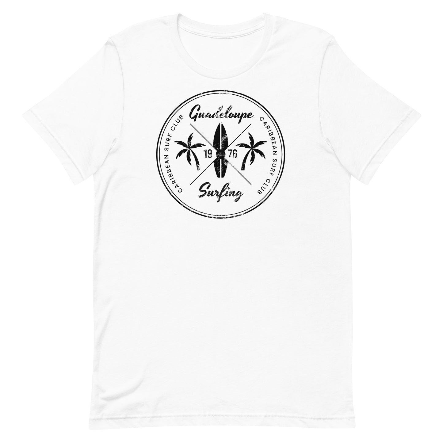 Retro Guadeloupe Beach Surfing Fan Vacation Souvenir Unisex T-Shirt