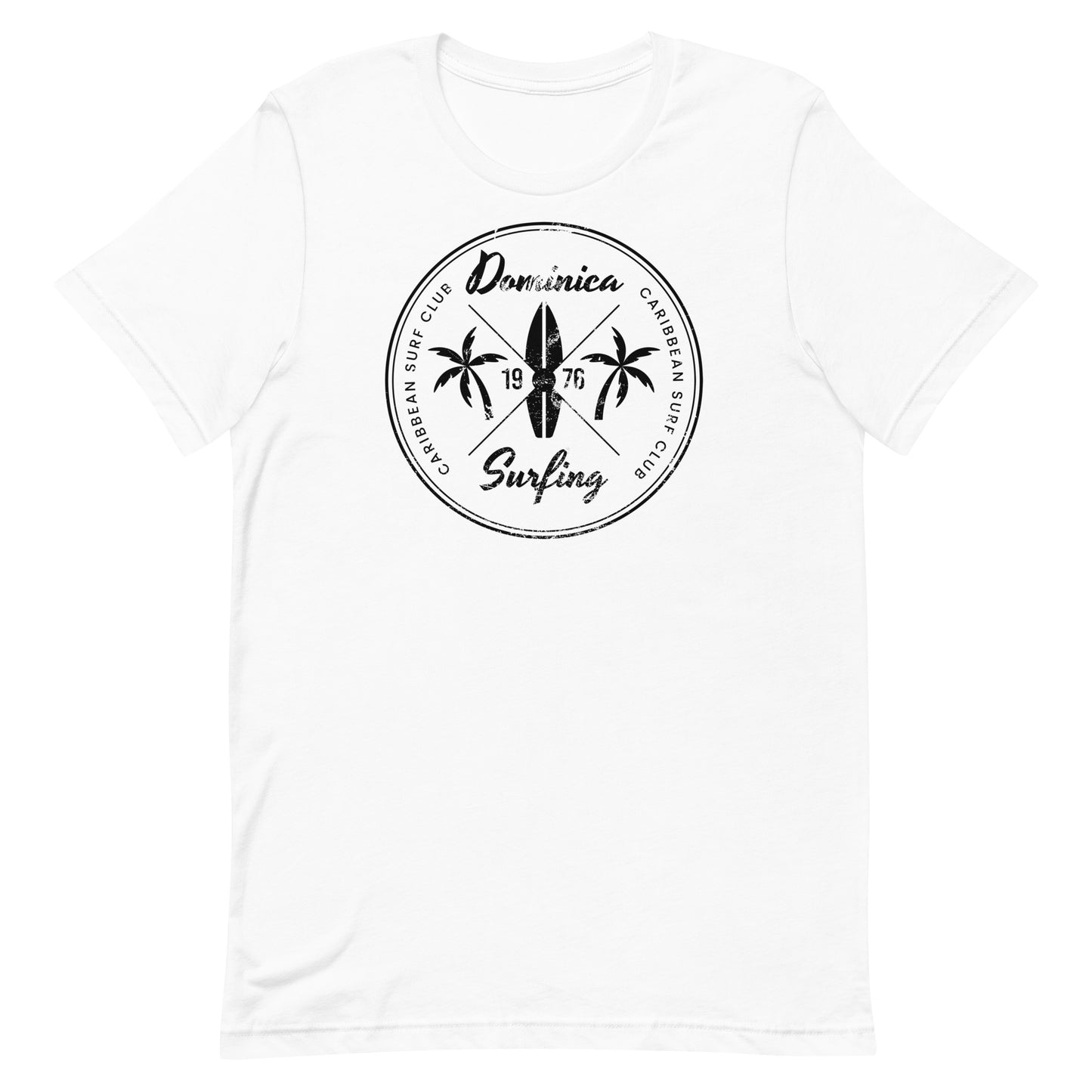 Retro Dominica Beach Surfing Fan Vacation Souvenir Unisex T-Shirt