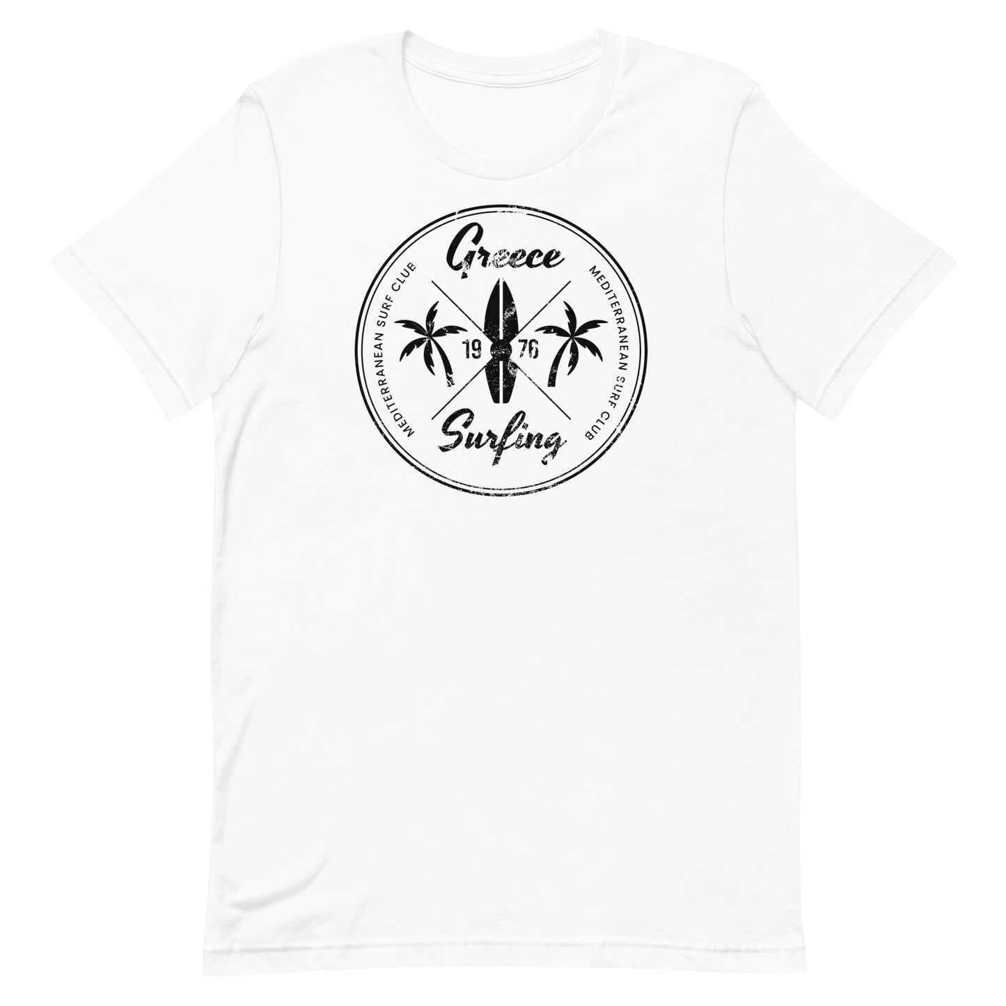 Retro Greece Beach Surfing Fan Vacation Souvenir Unisex T-Shirt