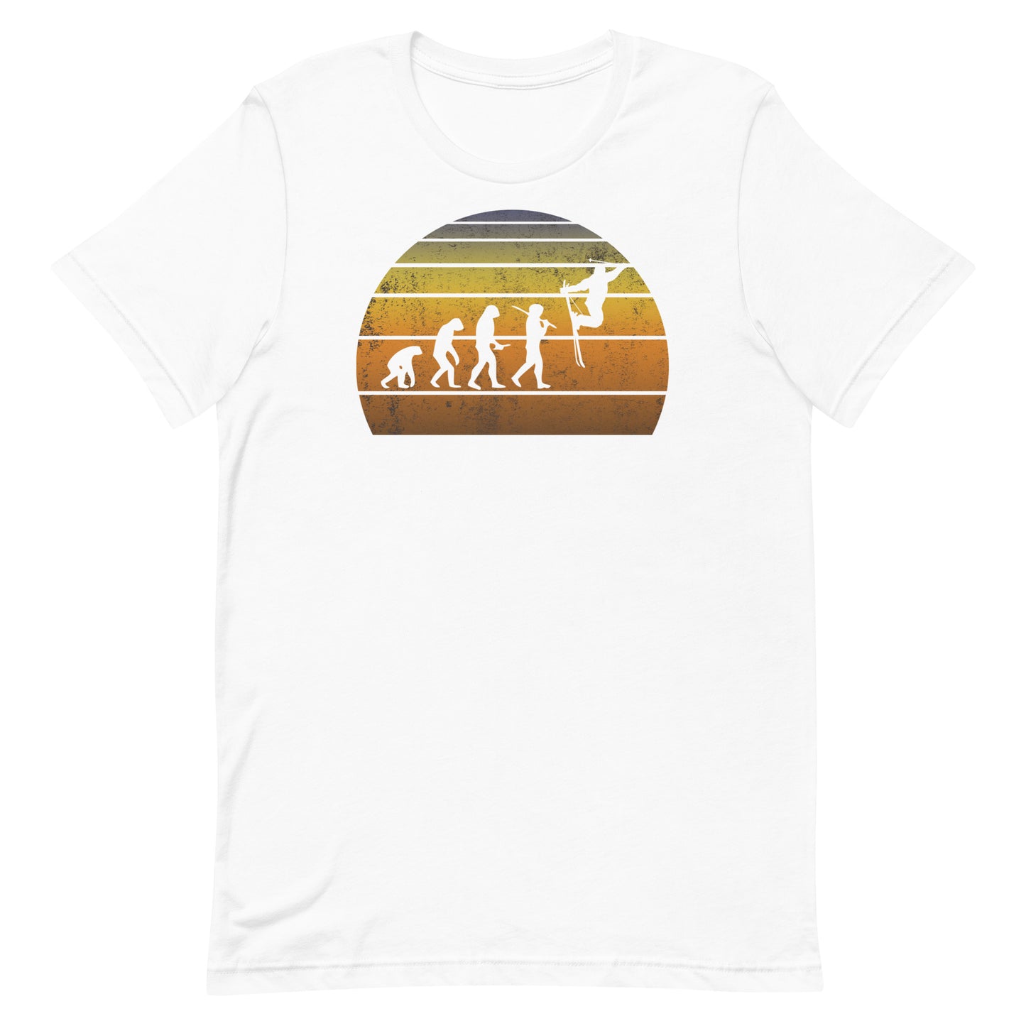 Human Evolution Skier Fan Player Fan Sports Ski Vintage Sunset Unisex T-Shirt