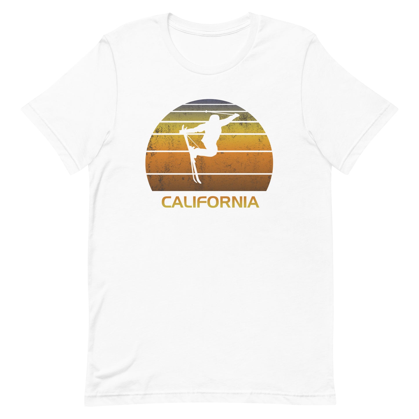 Retro California Ski Fan Unisex T-Shirt Skier Gift Skiing Sunset Vintage Sunrise