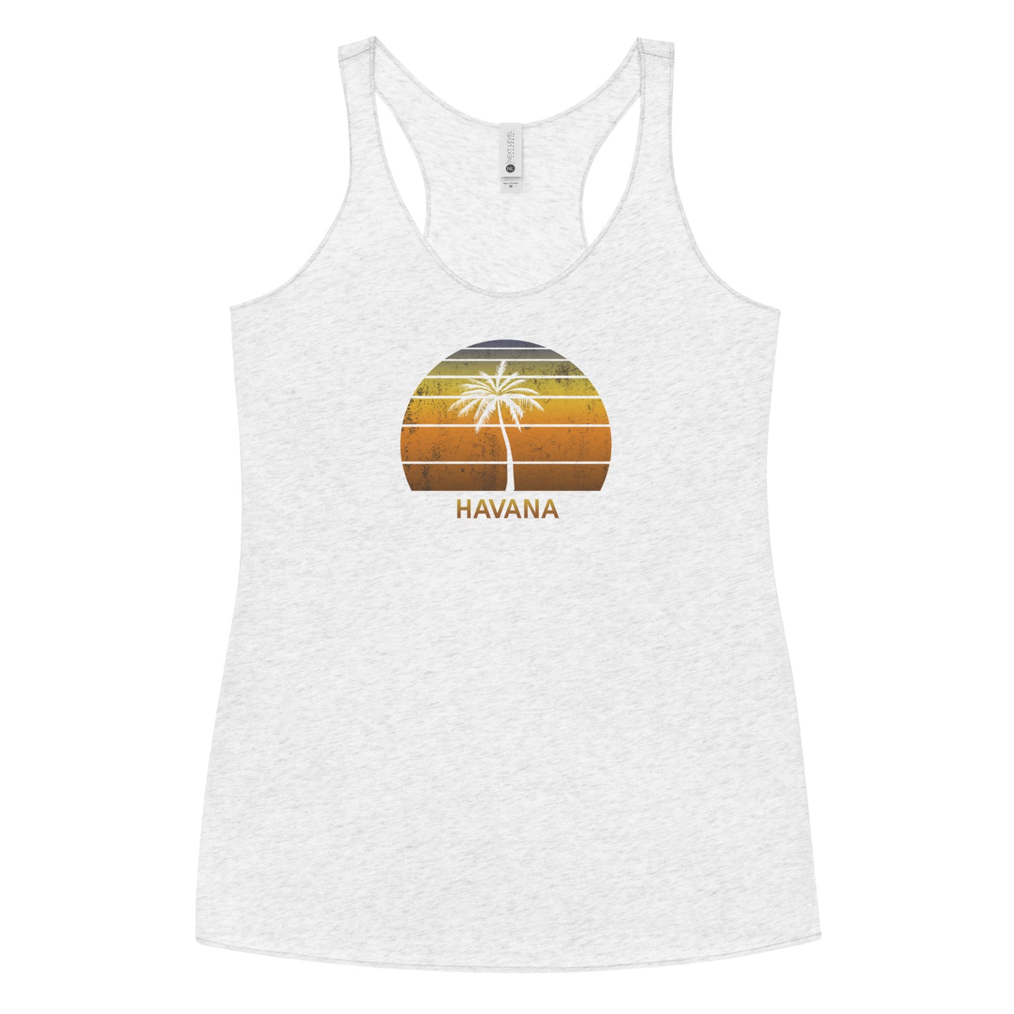 Retro Havana Cuba Vintage Sunset Beach Vacation Souvenir Women's Racerback Tank Top