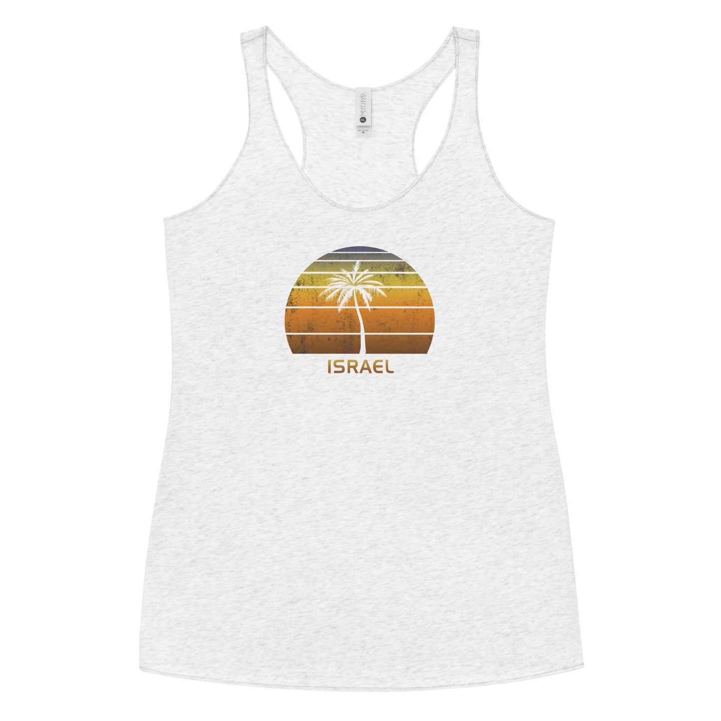 Retro Israel Vintage Sunset Beach Vacation Souvenir Cool Women's Racerback Tank Top