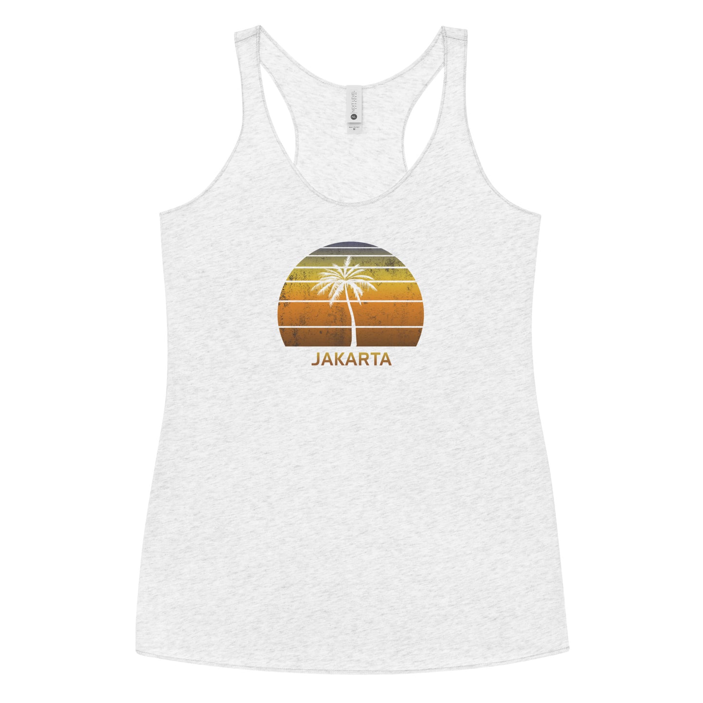 Retro Jakarta Indonesia Vintage Sunset Beach Vacation Souvenir Women's Racerback Tank Top