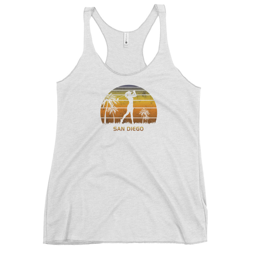 Retro San Diego California Golf Golfing Fan Golfer Women's Racerback Tank Top