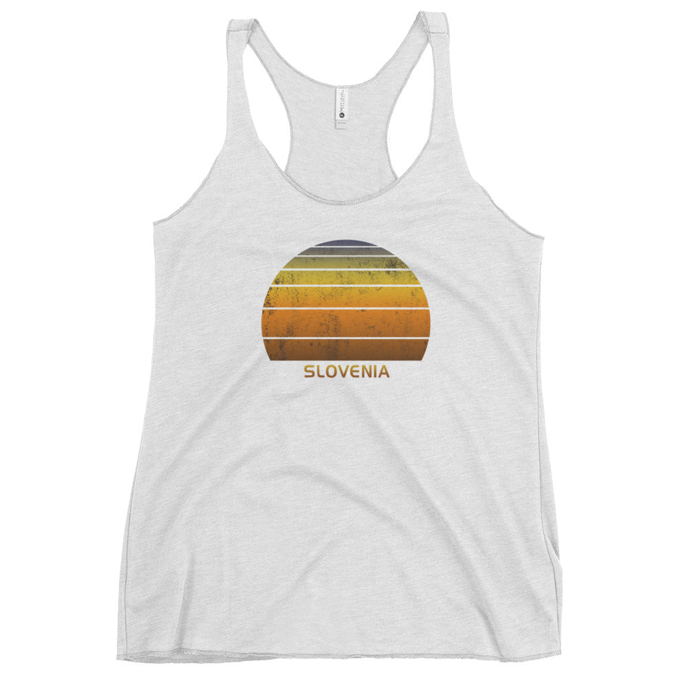 Retro Slovenia Sunset Vintage Native Vacation Souvenir Stylish Women's Racerback Tank Top