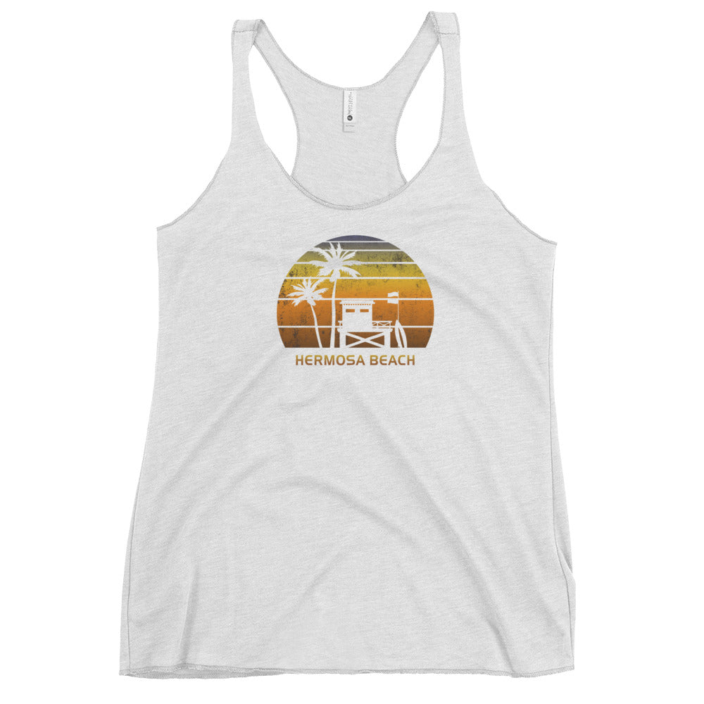 Retro Hermosa Beach California Sunset Surfing Vacation Women's Racerback Tank Top
