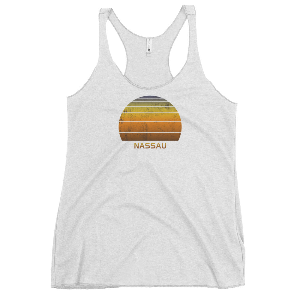 Retro Nassau Bahamas Vintage Sunset Vacation Souvenir Women's Racerback Tank Top