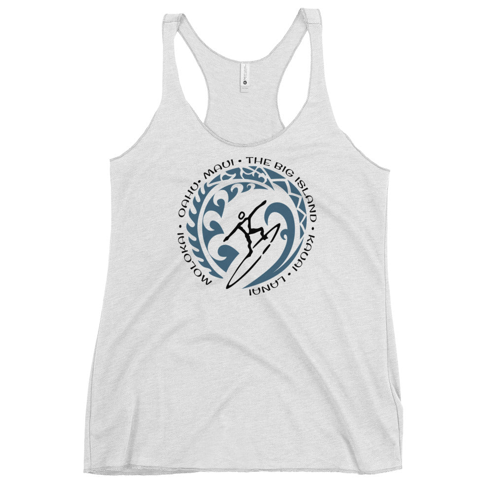 Hawaiian Islands Hawaii Women's Racerback Tank Top Vintage Surfing Fan Lover