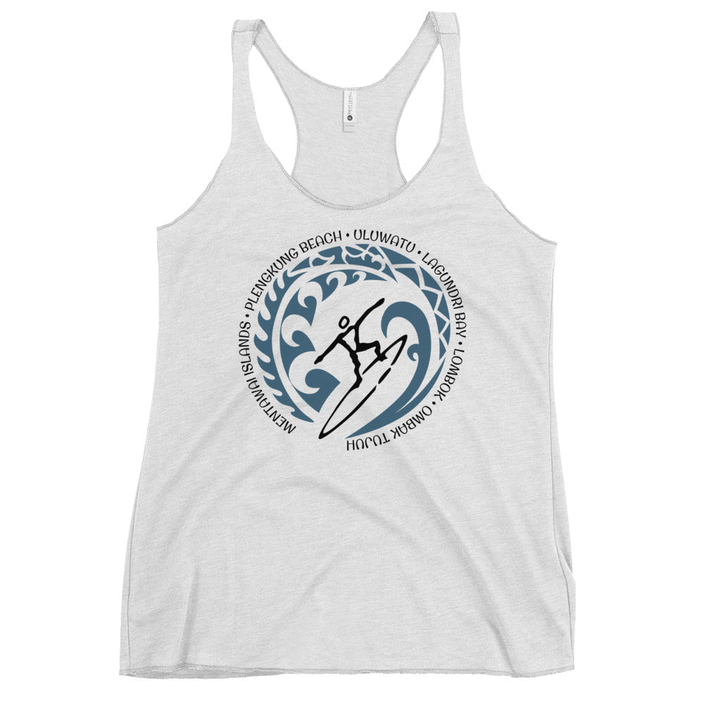 Indonesia Indonesian Women's Racerback Tank Top Vintage Surfing Fan Lover