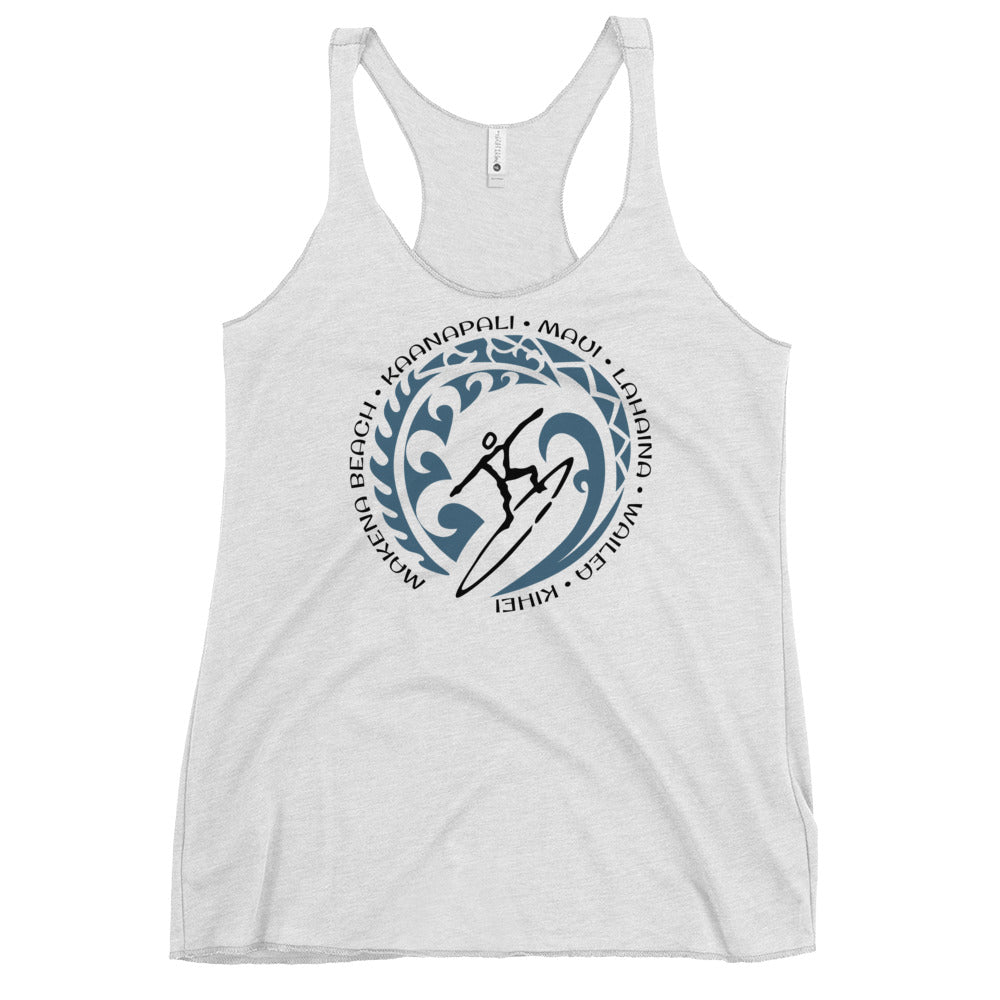 Maui Hawaii Hawaiian Women's Racerback Tank Top Vintage Surfing Fan Lover