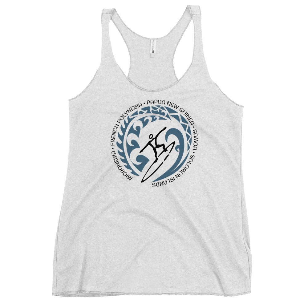 South Pacific Micronesia Samoa Women's Racerback Tank Top Vintage Surfing Fan Lover