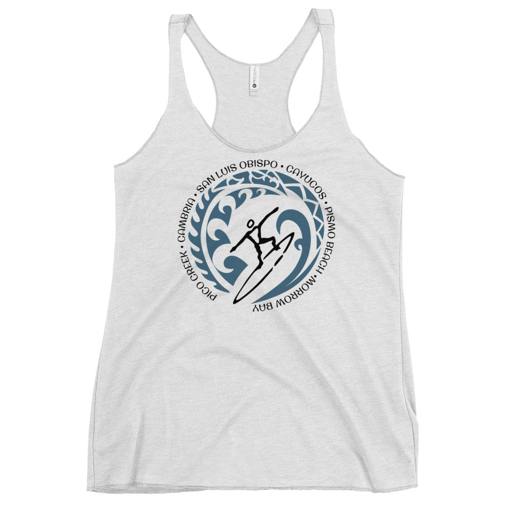 San Luis Obispo California Women's Racerback Tank Top Vintage Surfing Fan