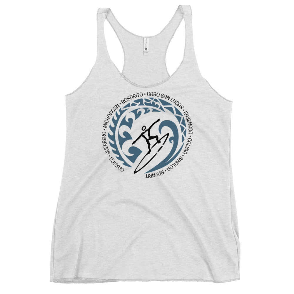 Mexico Mexican Playa Women's Racerback Tank Top Vintage Surfing Fan