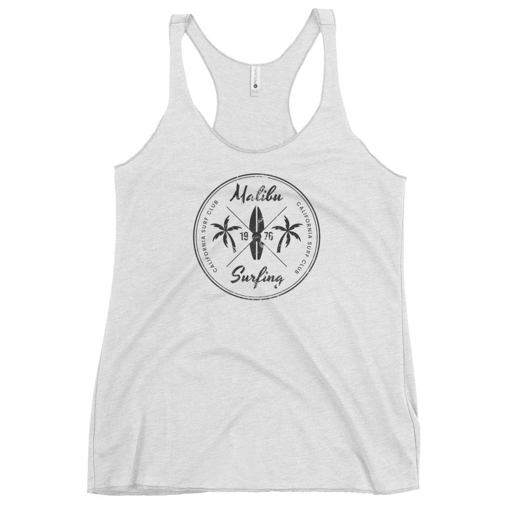 Vintage Malibu California Surfing Fan Surf Lover Surfer Women's Racerback Tank Top