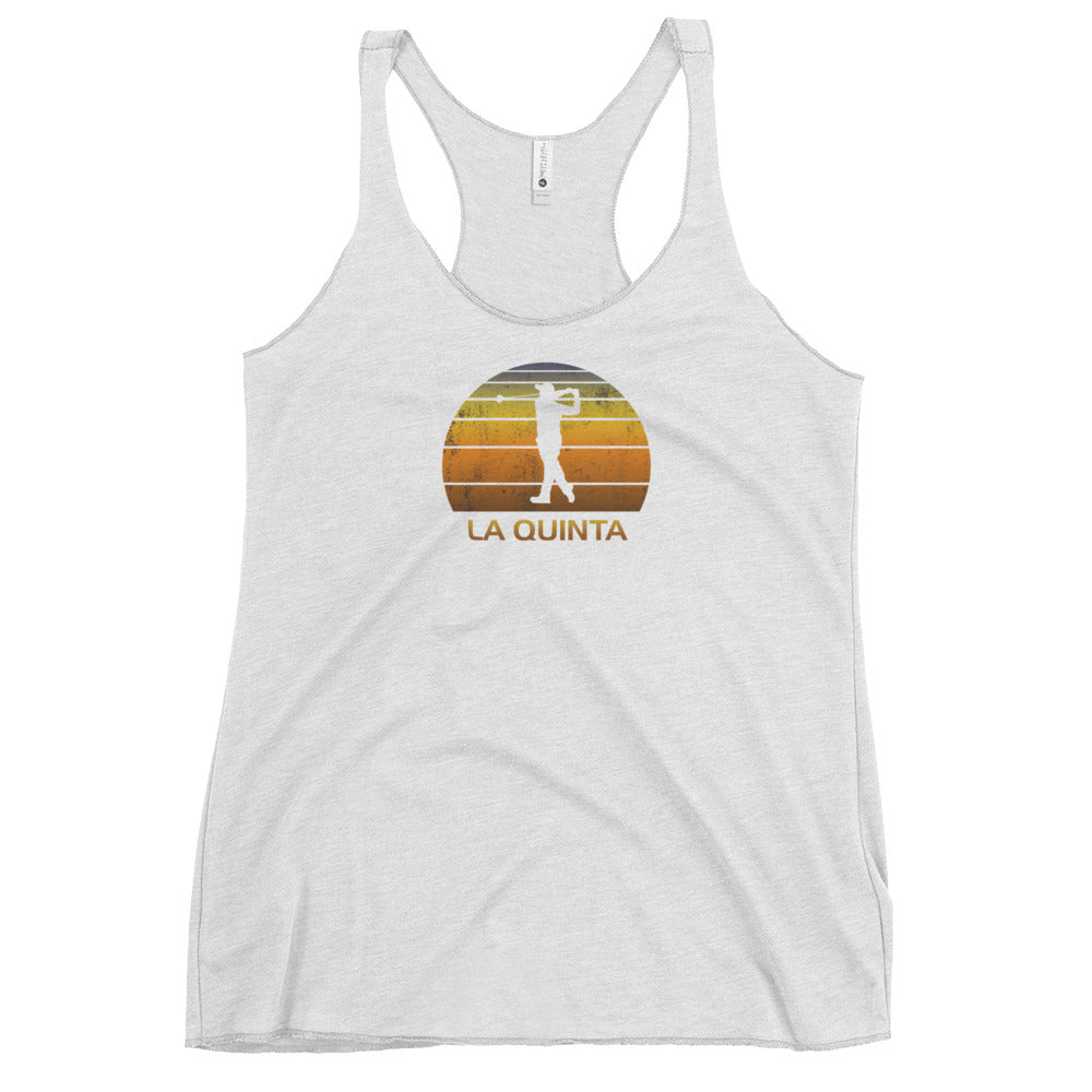 Cool La Quinta California Golf Vintage Sunset Golfer Retro Golfing Women's Racerback Tank Top