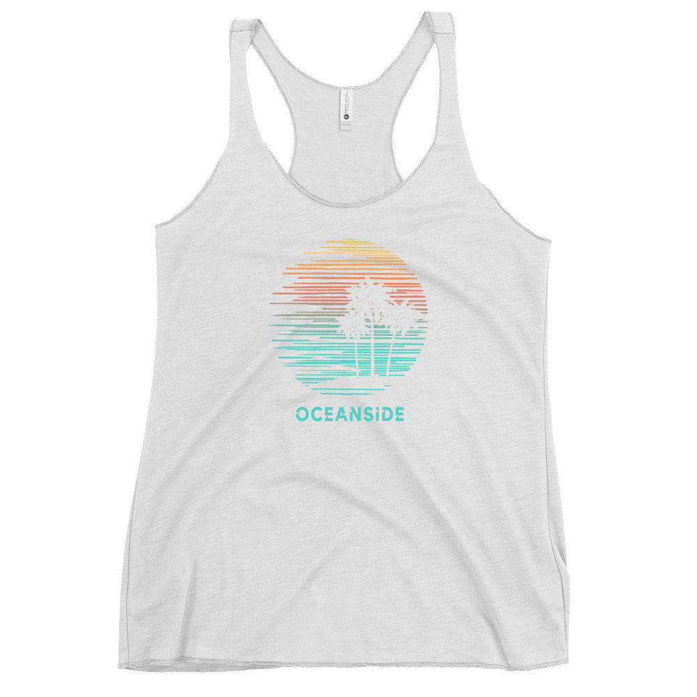 Oceanside California Cool Souvenir Vacation Artistic Women's Racerback Tank Top