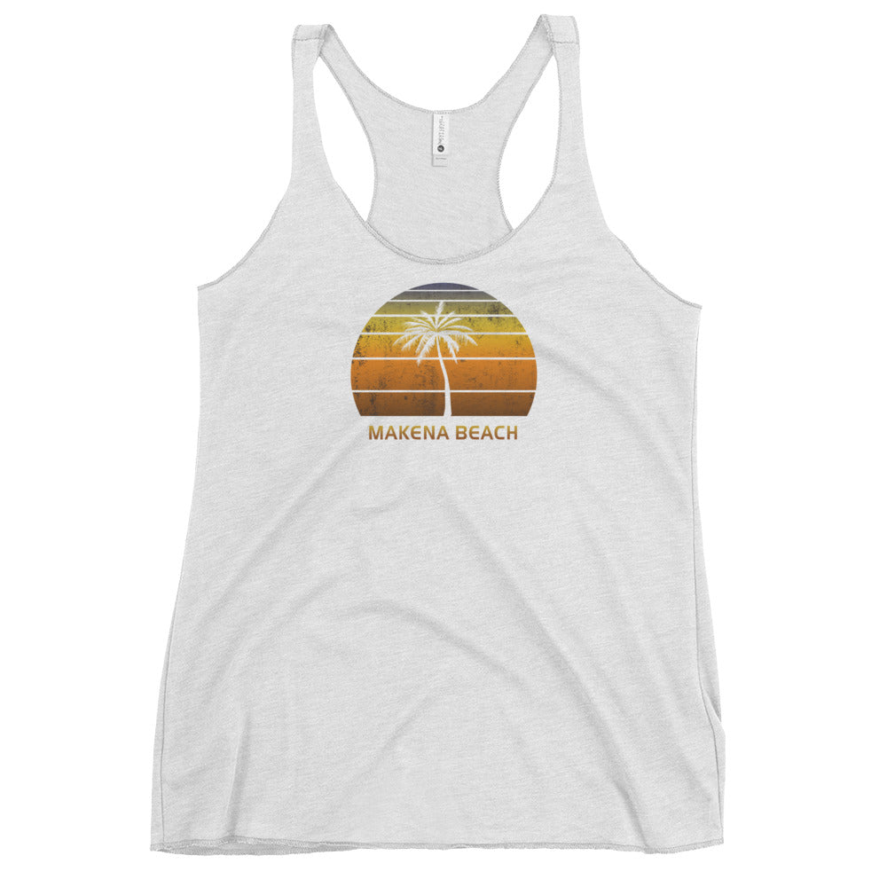 Retro Makena Beach Maui Hawaii Women's Racerback Tank Top Vintage Sunset Vacation Souvenir
