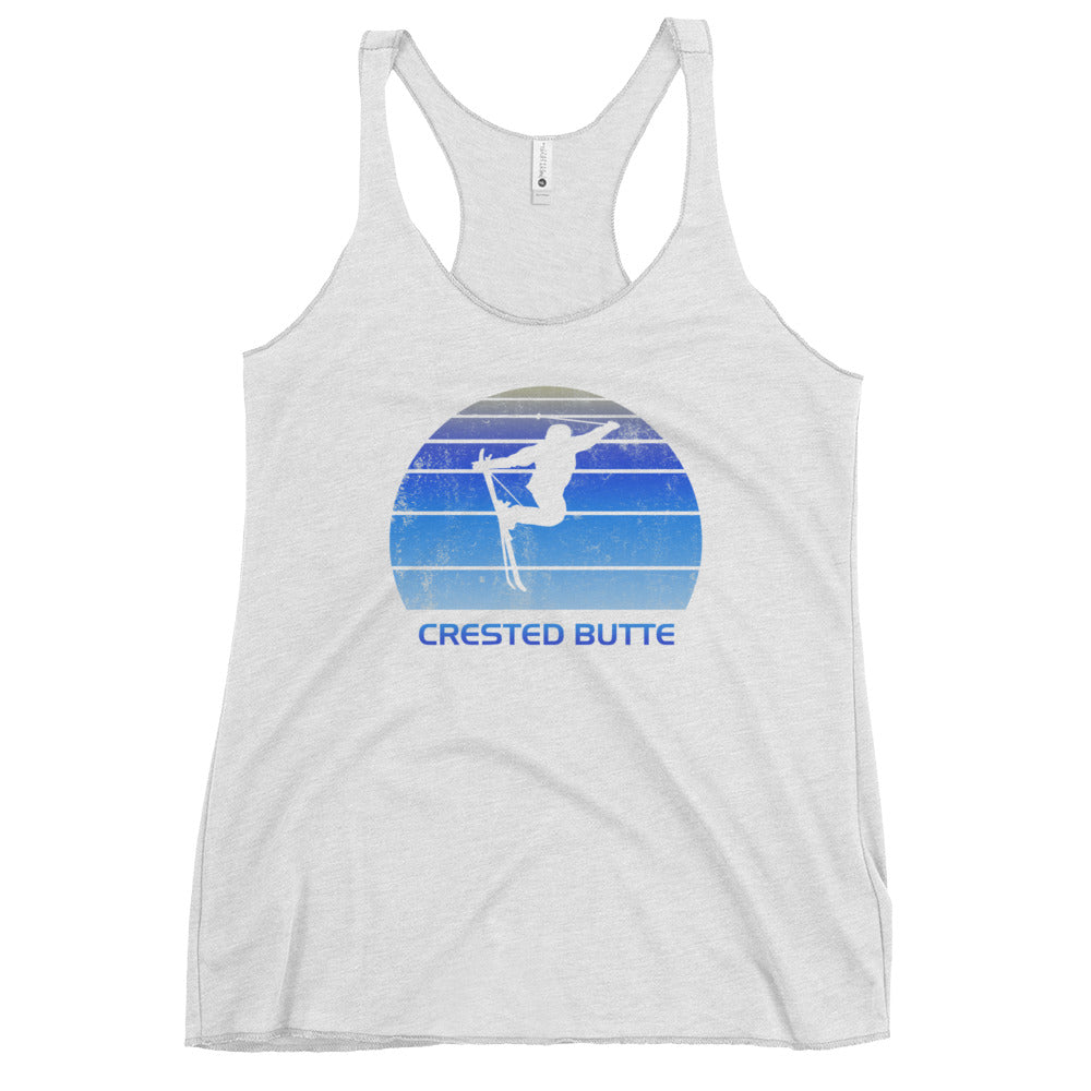 Retro Crested Butte Colorado Ski Fan Skier Gift Skiing Vintage Cool Women's Racerback Tank Top