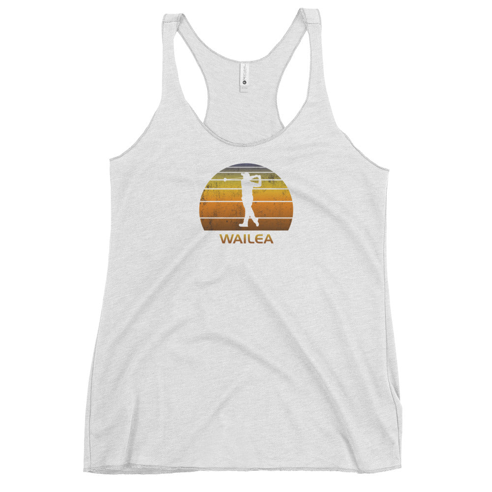 Cool Wailea Maui Hawaii Women's Racerback Tank Top Golf Vintage Sunset Golfer Retro Golfing
