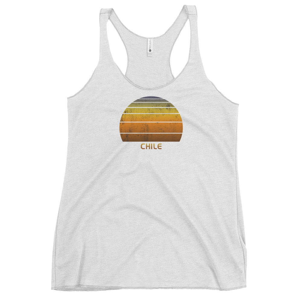 Retro Chile Vintage Sunset Vacation Souvenir Gift Women's Racerback Tank Top
