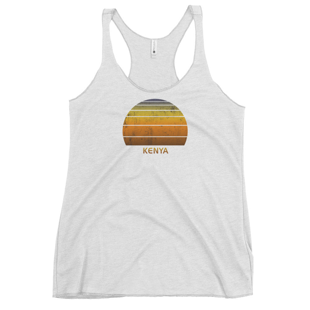 Retro Kenya Vintage Sunset Vacation Souvenir Gift Women's Racerback Tank Top