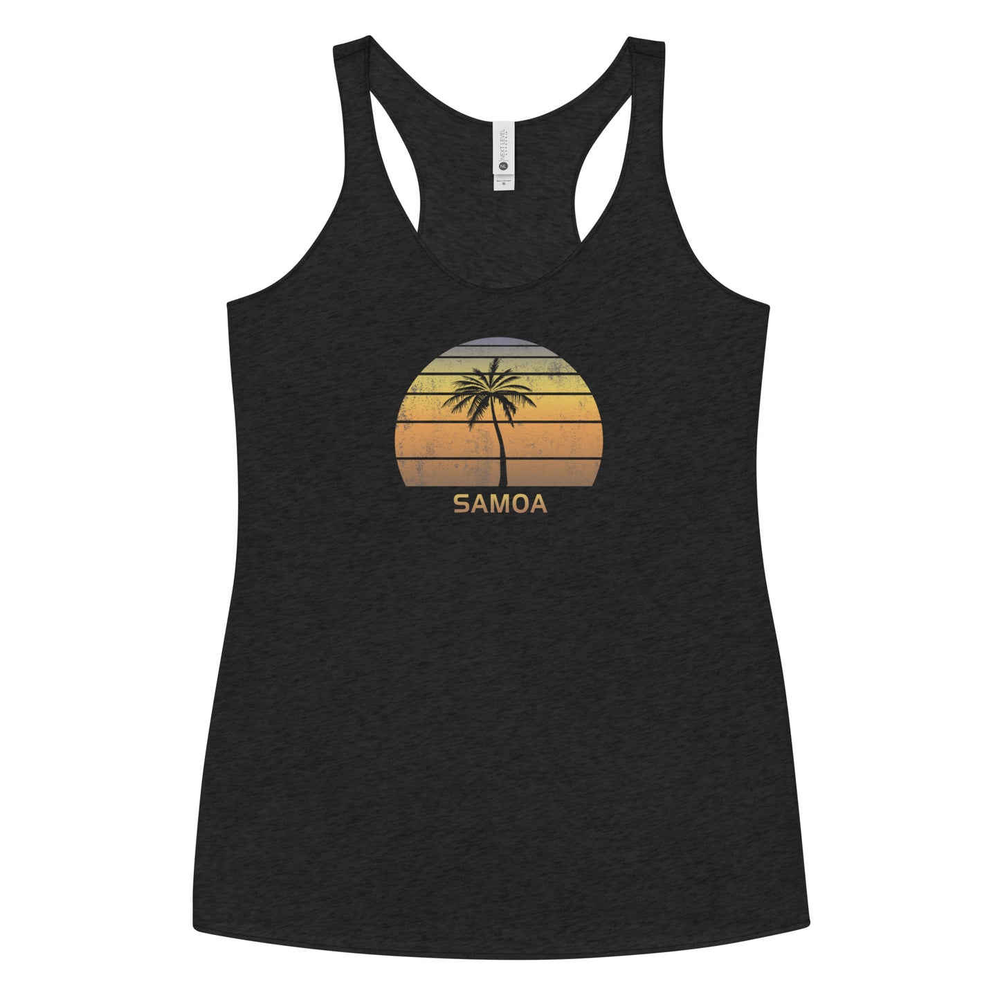 Retro Samoa Vintage Sunset Beach Vacation Souvenir Women's Racerback Tank Top