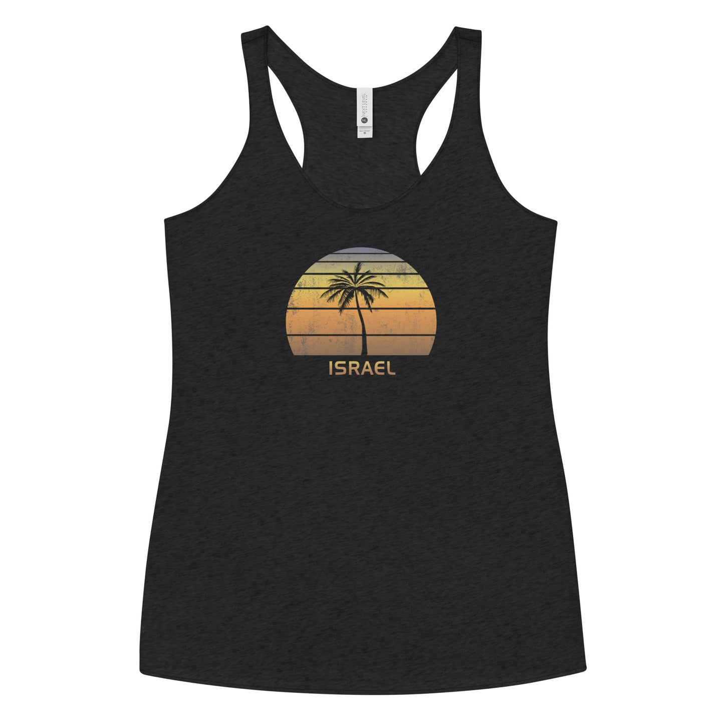 Retro Israel Vintage Sunset Beach Vacation Souvenir Cool Women's Racerback Tank Top