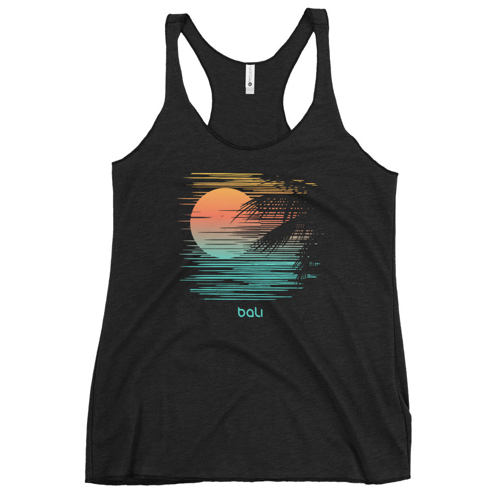 Artistic Bali Indonesia Palm Tree Vacation Souvenir Women's Racerback Tank Top