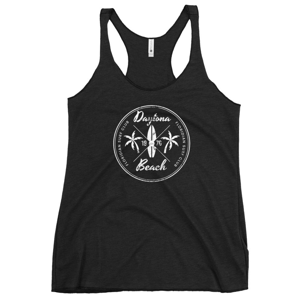 Retro Daytona Beach Florida Vacation Souvenir Surfing Fan Women's Racerback Tank Top