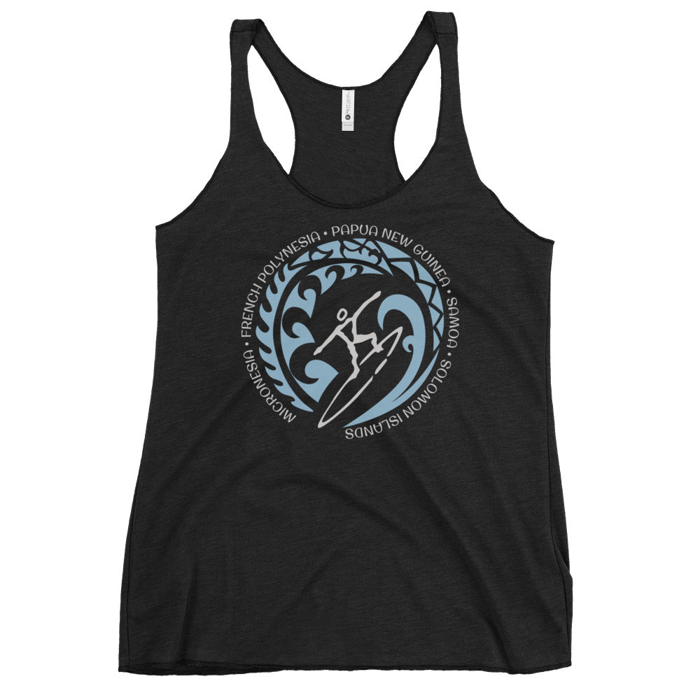 South Pacific Samoa Micronesia Women's Racerback Tank Top Vintage Surfing Fan Lover