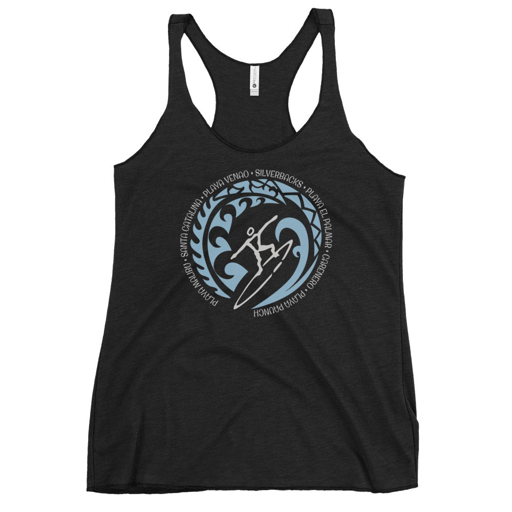 Panama Beach Surfer Women's Racerback Tank Top Vintage Surfing Fan Lover