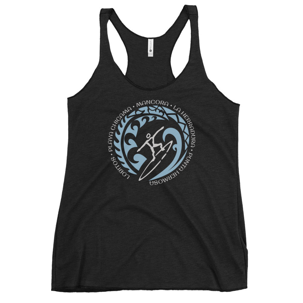 Peru Puervian Beach Surfer Women's Racerback Tank Top Vintage Surfing Fan Lover