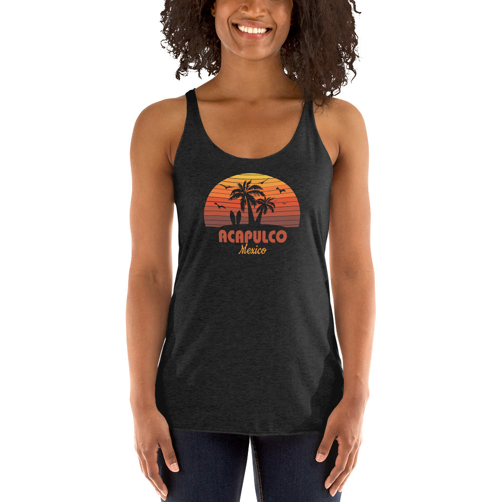 Acapulco Mexico Sunset Retro Souvenir Beach Women's Racerback Tank Top