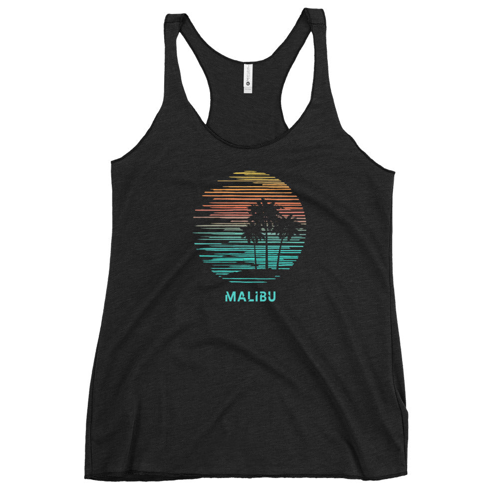 Malibu California Cool Souvenir Vacation Artistic Women's Racerback Tank Top