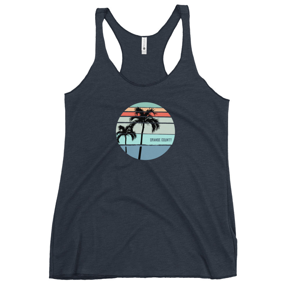 Cool Orange County California Palm Tree Vacation Souvenir Artistic Women's Racerback Tank Top