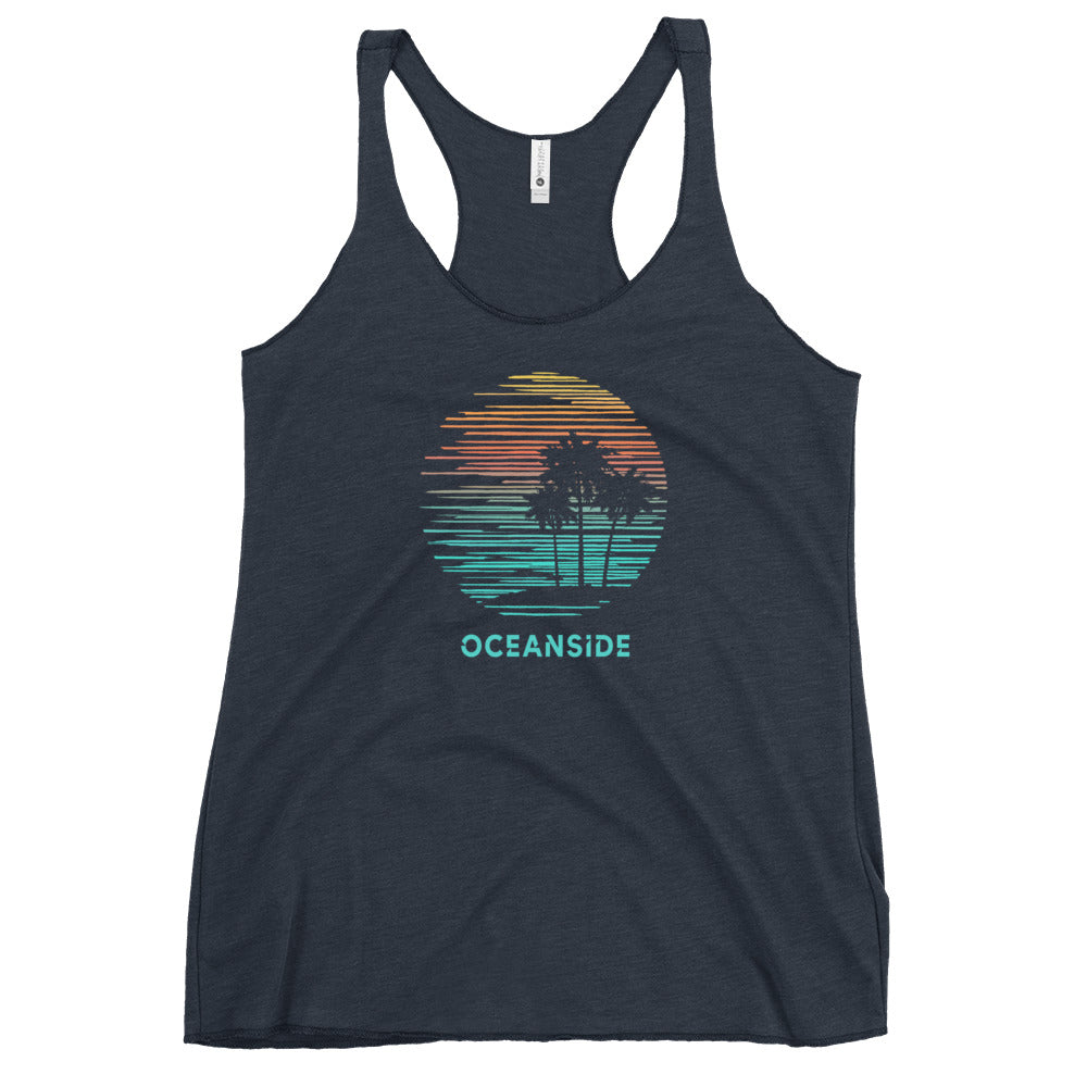 Oceanside California Cool Souvenir Vacation Artistic Women's Racerback Tank Top