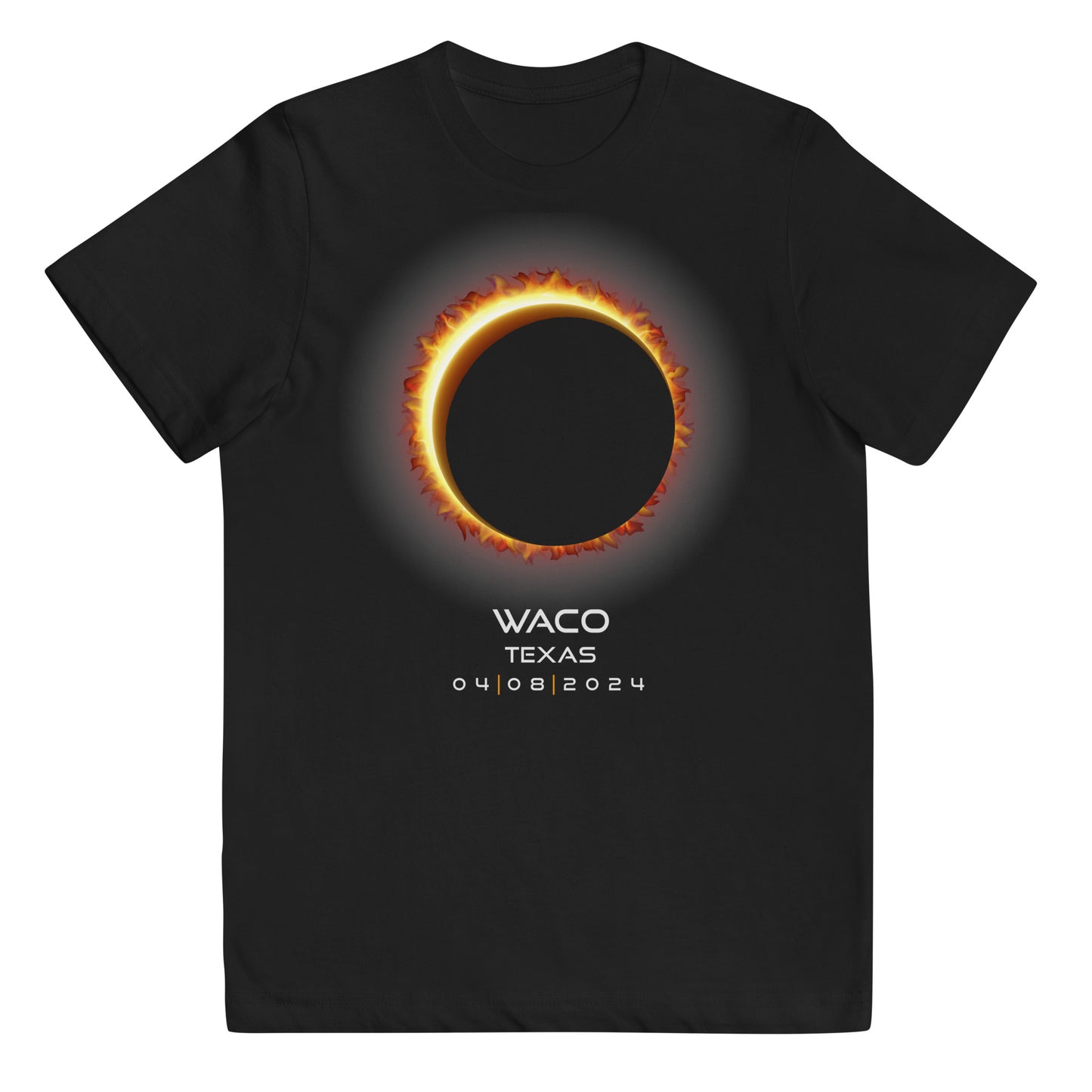 2024 Waco Texas Eclipse Memento Souvenir April 8 Solar Youth Jersey T-Shirt