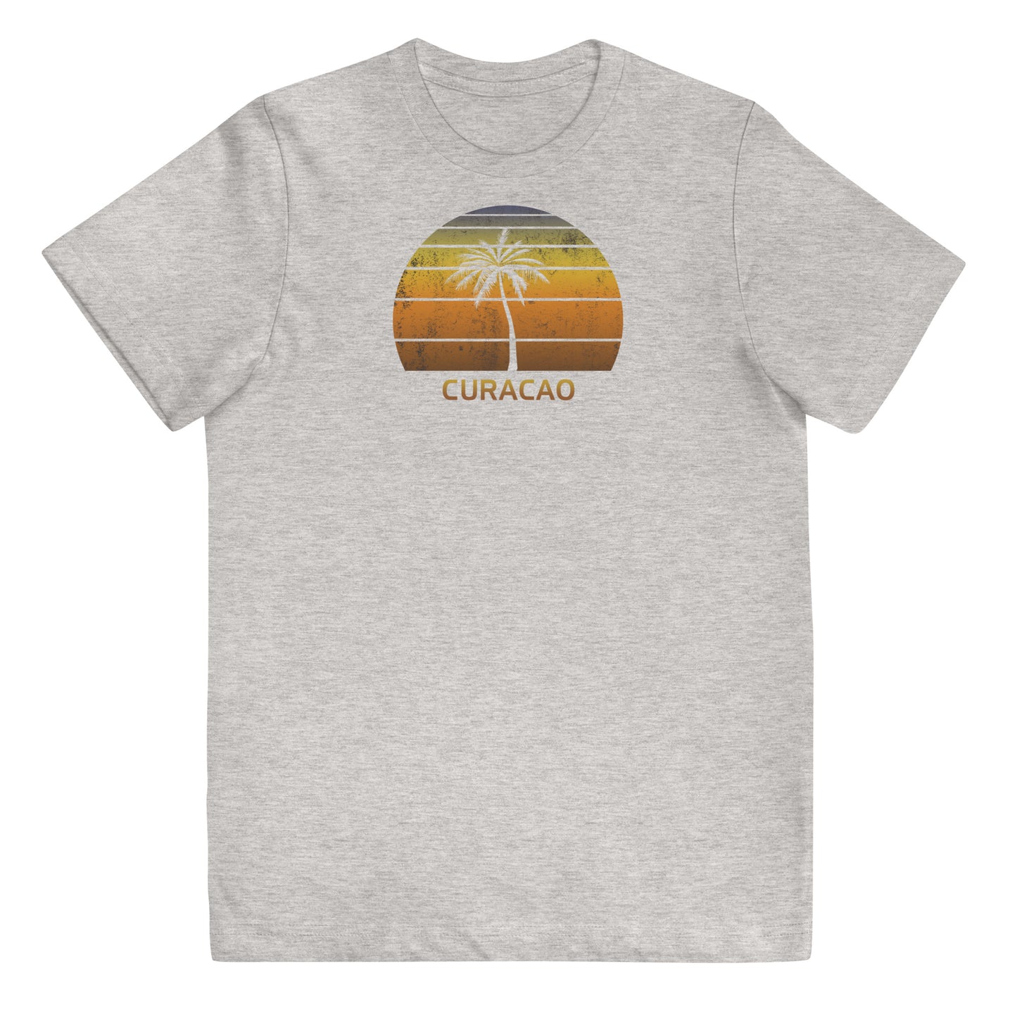 Retro Curacao Vintage Sunset Beach Vacation Souvenir Youth Jersey T-Shirt