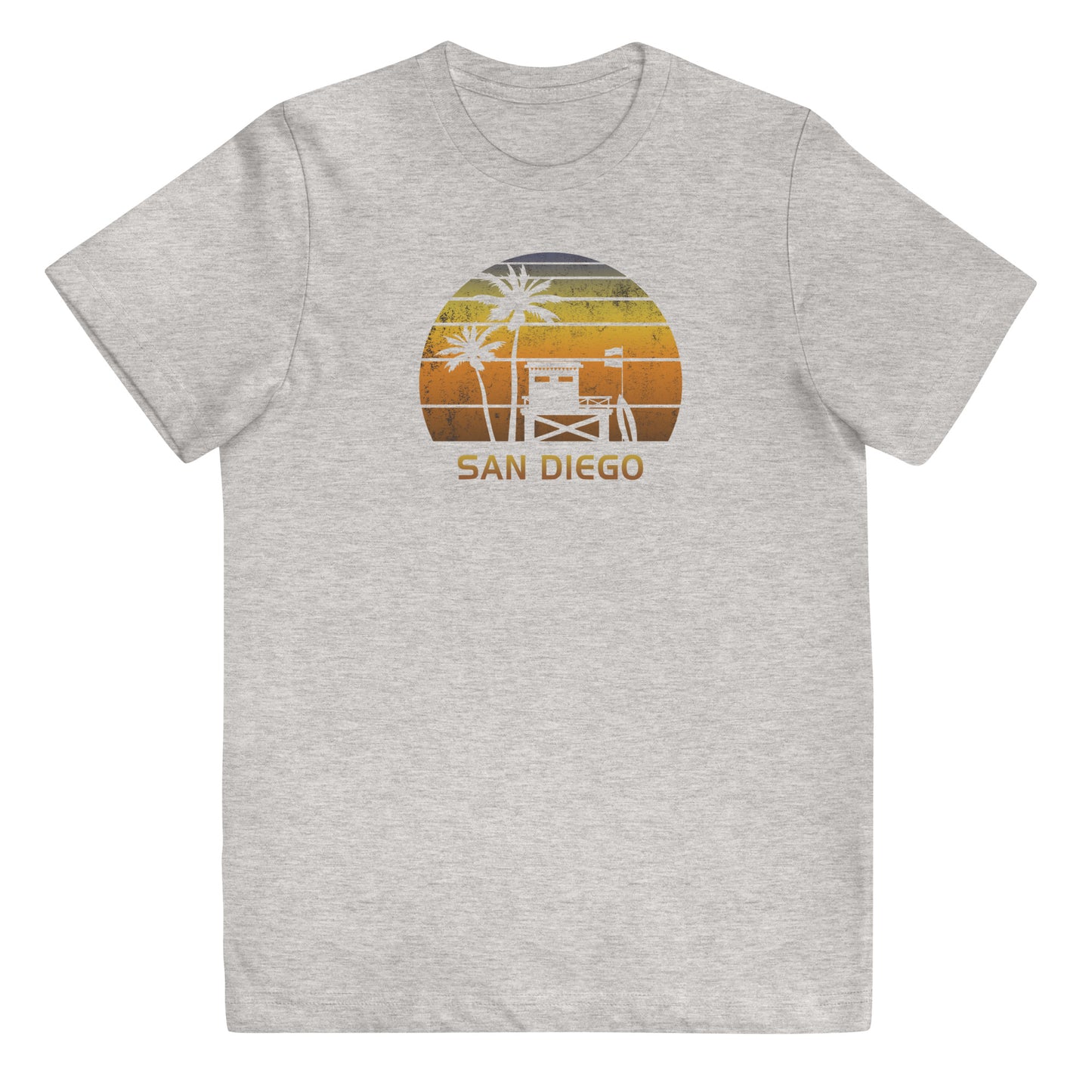 Retro San Diego California Sunset Surfing Palm Tree Vacation Youth Jersey T-Shirt