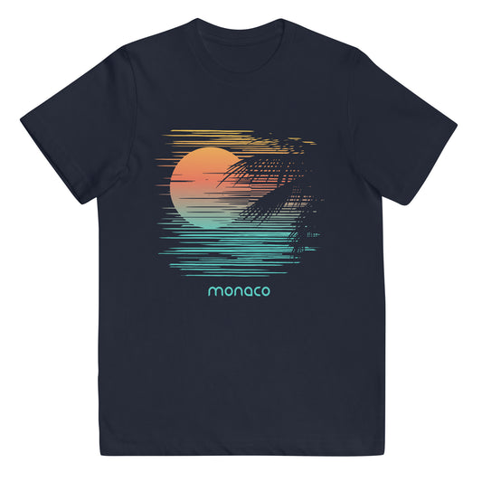 Artistic Monaco Palm Tree Vacation Souvenir Youth Jersey T-Shirt