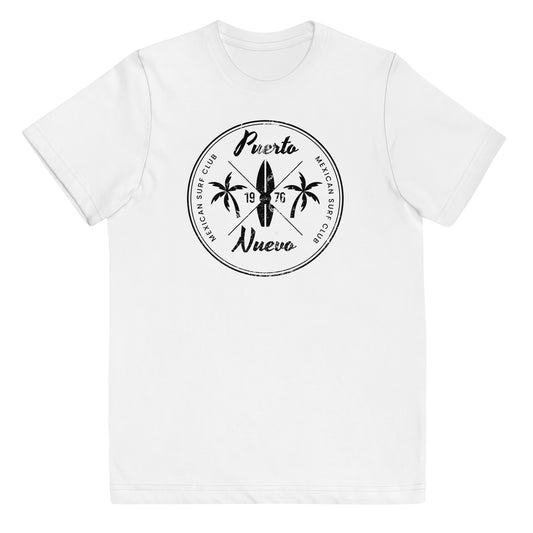 Retro Puerto Nuevo Mexico Beach Surfing Fan Vacation Souvenir Youth Jersey T-Shirt