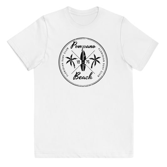 Retro Pompano Beach Florida Surfing Fan Vacation Souvenir Youth Jersey T-Shirt